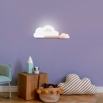 LED vägglampa med hylla för barn CLOUD LED/5W/230V vit/rosa
