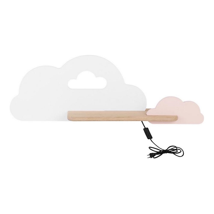 LED vägglampa med hylla för barn CLOUD LED/5W/230V vit/rosa