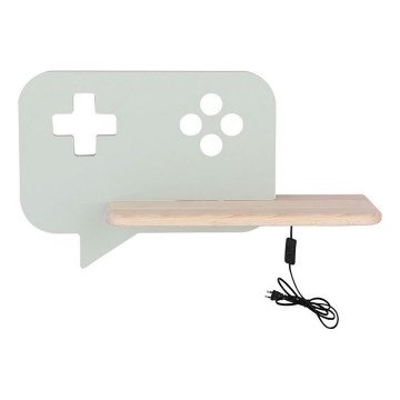 LED vägglampa med hylla för barn CONSOLE LED/5W/230V grön