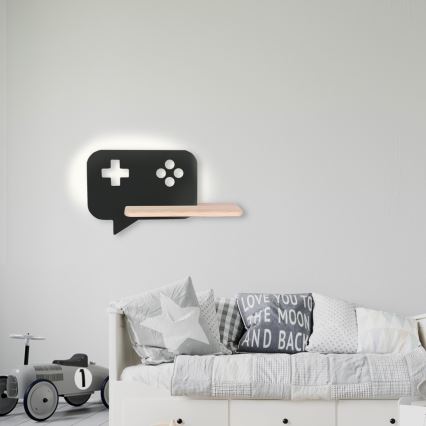 LED vägglampa med hylla för barn CONSOLE LED/5W/230V svart