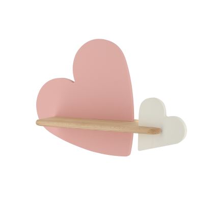 LED vägglampa med hylla för barn HEART LED/5W/230V rosa/vit/trä