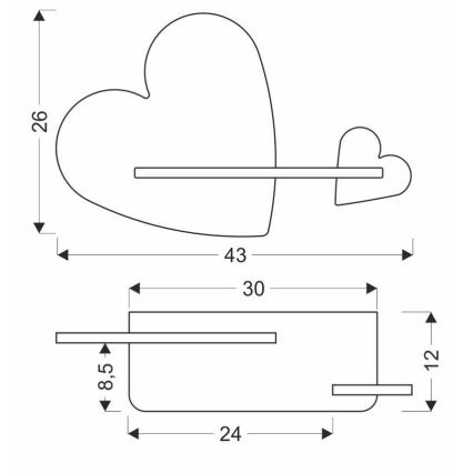 LED vägglampa med hylla för barn HEART LED/5W/230V rosa/vit/trä