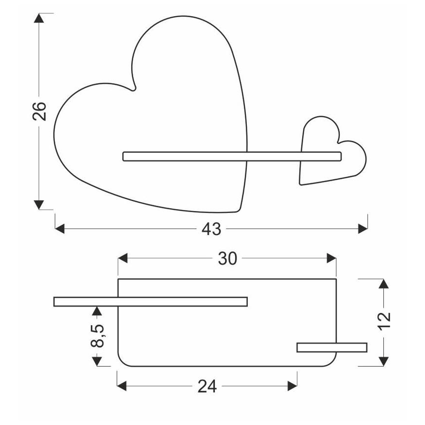 LED vägglampa med hylla för barn HEART LED/5W/230V rosa/vit/trä