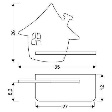 LED vägglampa med hylla för barn HOUSE LED/4W/230V grön/trä