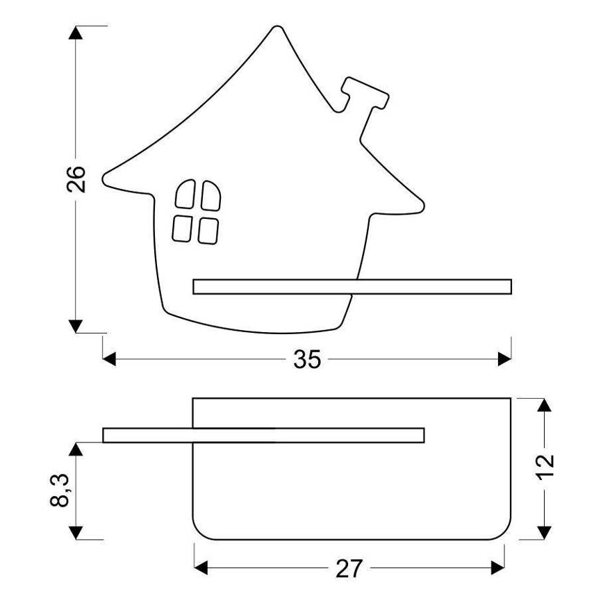 LED vägglampa med hylla för barn HOUSE LED/4W/230V grön/trä