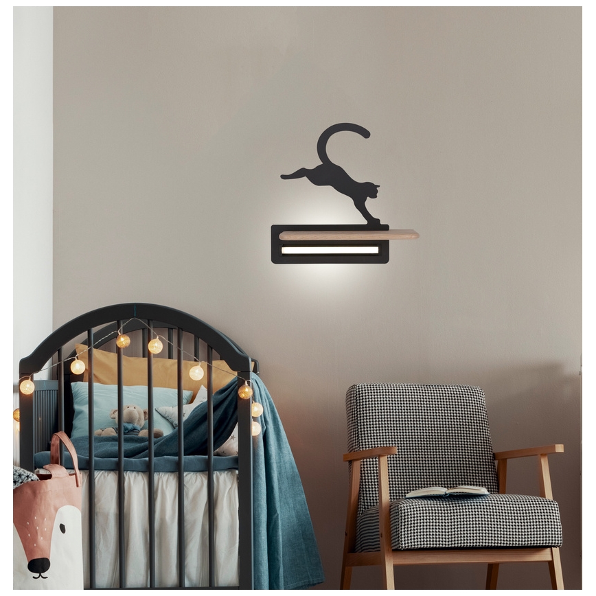 LED vägglampa med hylla för barn JUMPING CAT LED/5W/230V