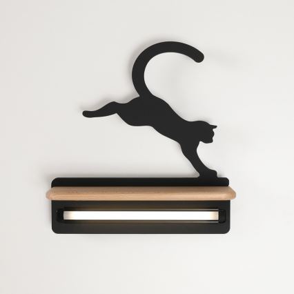 LED vägglampa med hylla för barn JUMPING CAT LED/5W/230V
