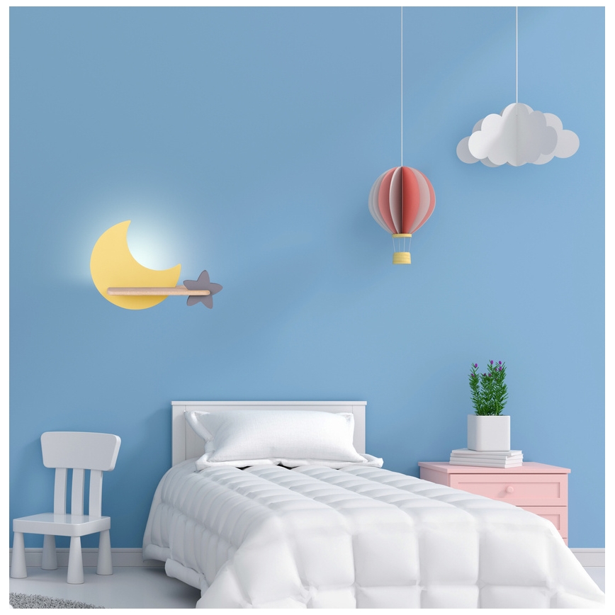 LED vägglampa med hylla för barn MOON LED/5W/230V