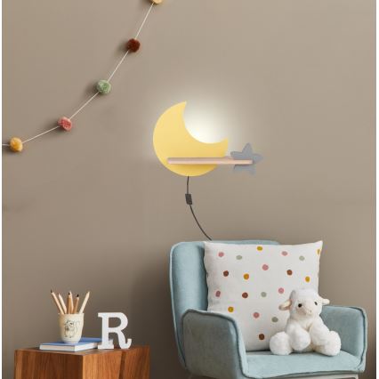 LED vägglampa med hylla för barn MOON LED/5W/230V