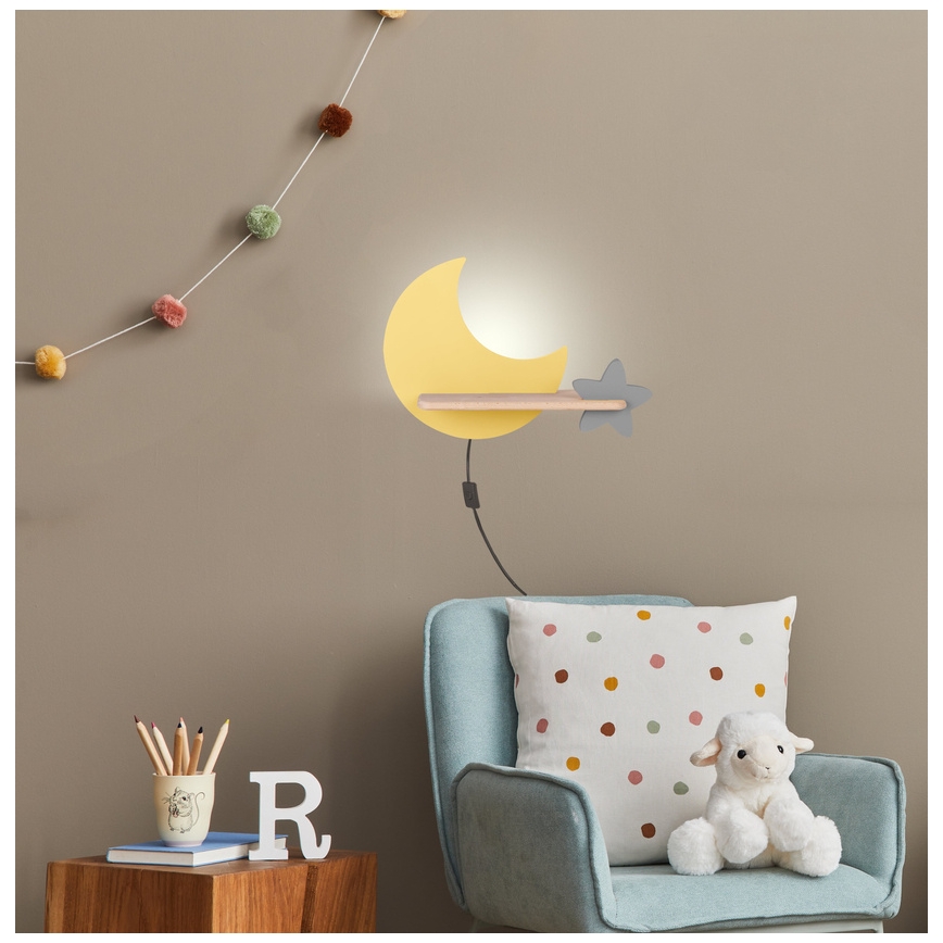 LED vägglampa med hylla för barn MOON LED/5W/230V