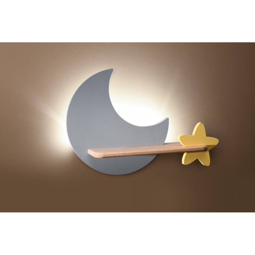 LED vägglampa med hylla för barn MOON LED/5W/230V