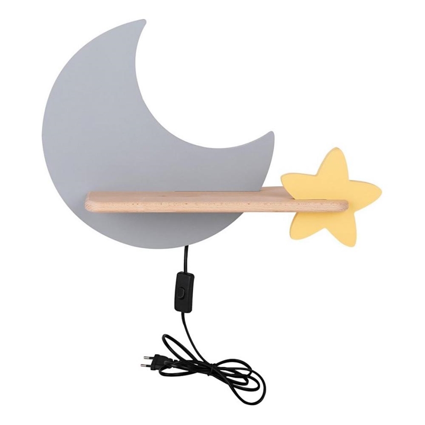 LED vägglampa med hylla för barn MOON LED/5W/230V