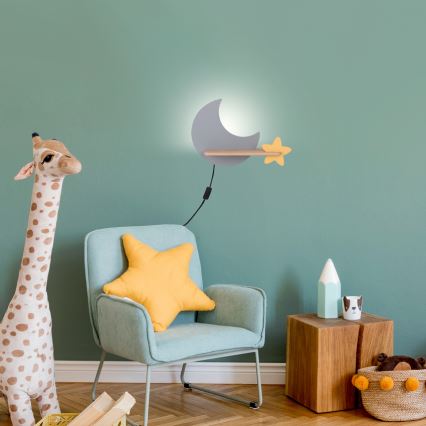LED vägglampa med hylla för barn MOON LED/5W/230V