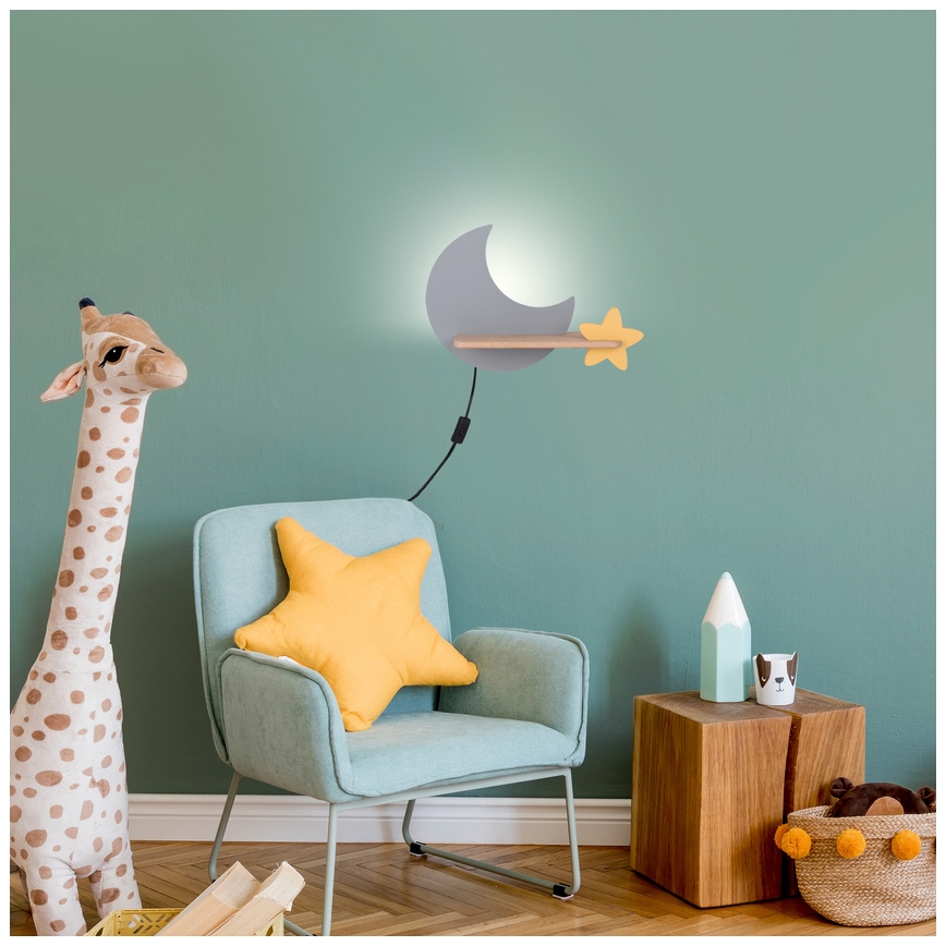 LED vägglampa med hylla för barn MOON LED/5W/230V