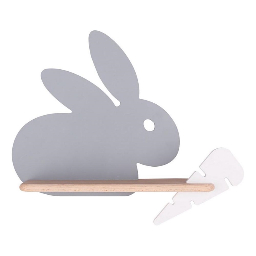 LED vägglampa med hylla för barn RABBIT LED/4W/230V grå/vit/trä