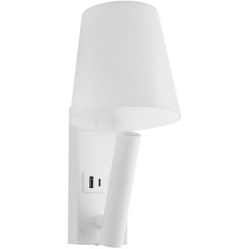 LED-vägglampa med USB-port LED/2W/230V 3000K vit