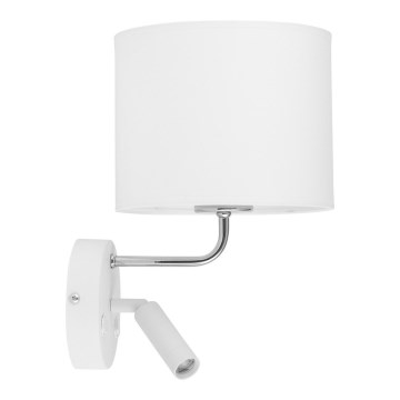 LED vägglampa RICHI 1xE27/15W/230V + LED/3W/230V vit