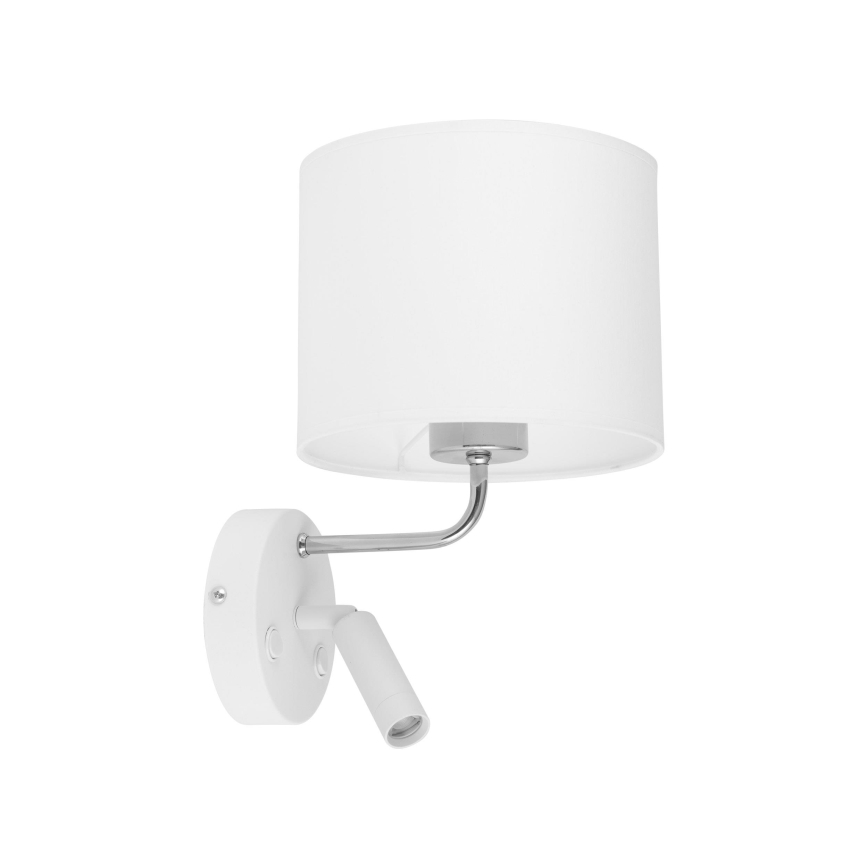 LED vägglampa RICHI 1xE27/15W/230V + LED/3W/230V vit