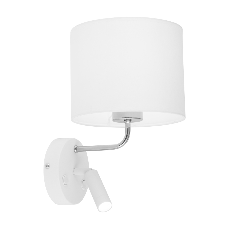 LED vägglampa RICHI 1xE27/15W/230V + LED/3W/230V vit