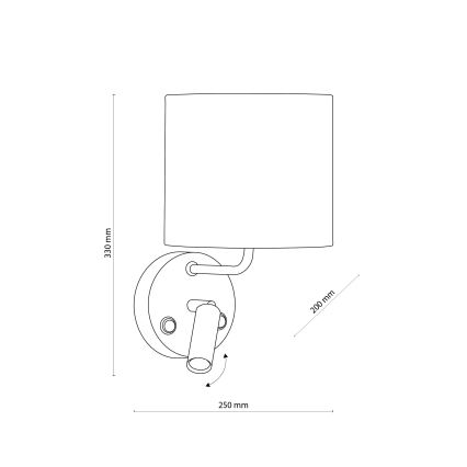 LED vägglampa RICHI 1xE27/15W/230V + LED/3W/230V vit