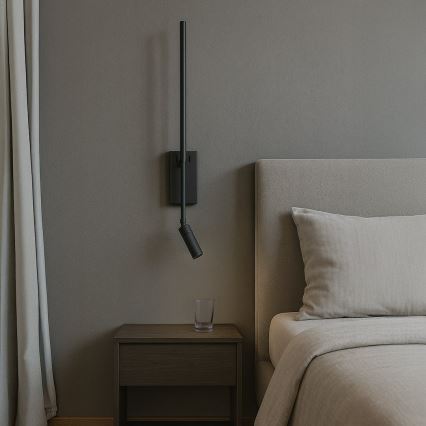 LED vägglampa TORCH LED/6W/230V + LED/3W svart