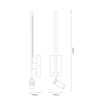 LED vägglampa TORCH LED/6W/230V + LED/3W svart