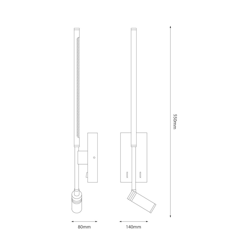 LED-vägglampa TORCH LED/6W/230V + LED/3W, vit