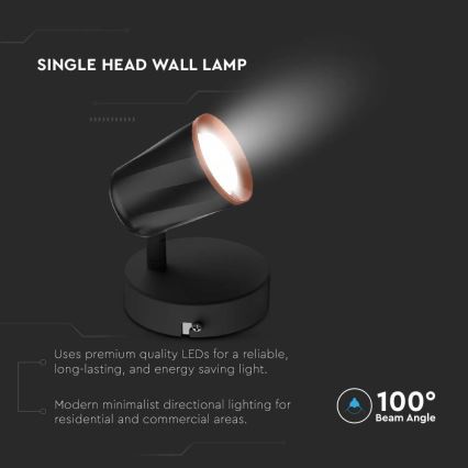 LED Väggspotlight LED/5W/230V 4000K svart