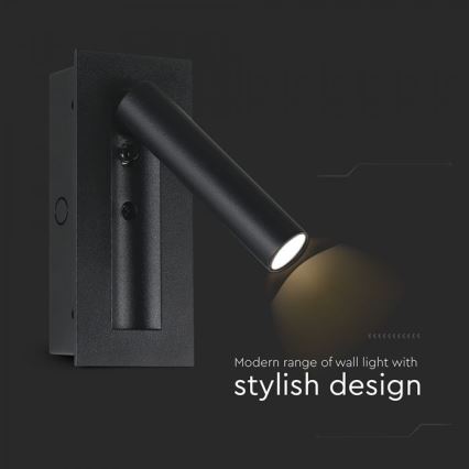 LED väggspot LED/2W/230V 3000K svart