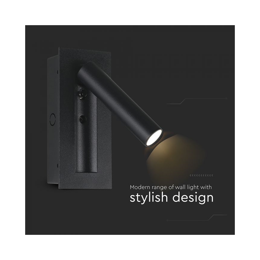 LED väggspot LED/2W/230V 3000K svart