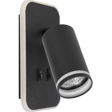 LED väggspot PIPE 1xGU10/10W/230V + LED/6W svart