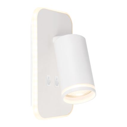 LED väggspot PIPE 1xGU10/10W/230V + LED/6W vit