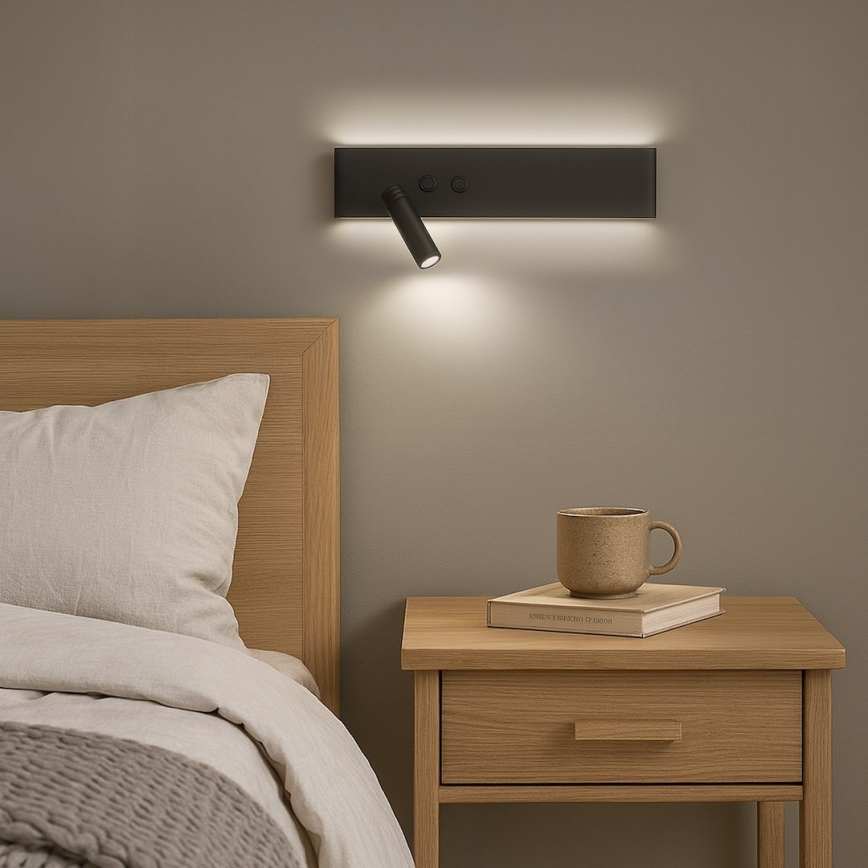 LED väggspot RESORT LED/10W/230V + LED/3W, svart, vänster
