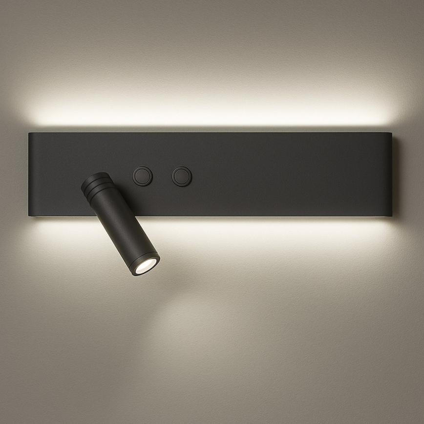 LED väggspot RESORT LED/10W/230V + LED/3W, svart, vänster
