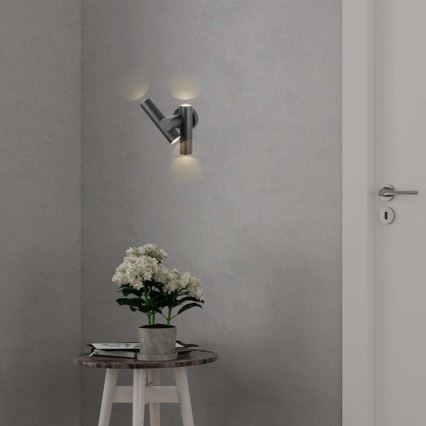LED Utomhus wall flexible spotlight 2xLED/3W/230V 3000K IP44 svart