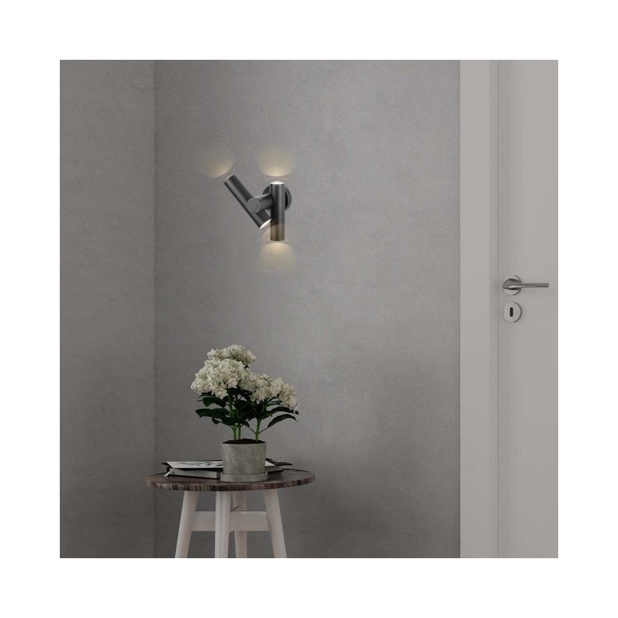 LED Utomhus wall flexible spotlight 2xLED/3W/230V 3000K IP44 svart