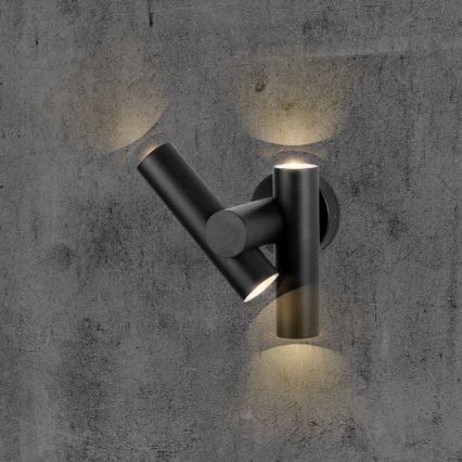 LED Utomhus wall flexible spotlight 2xLED/3W/230V 3000K IP44 svart