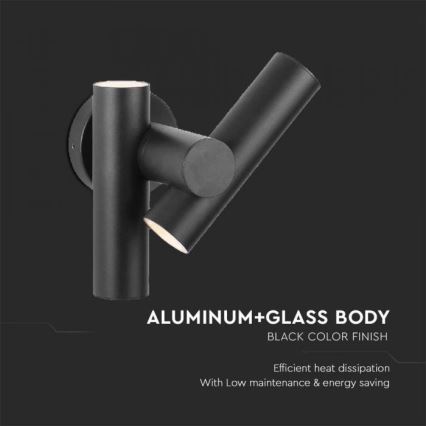 LED Utomhus wall flexible spotlight 2xLED/3W/230V 3000K IP44 svart