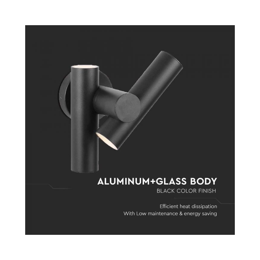 LED Utomhus wall flexible spotlight 2xLED/3W/230V 3000K IP44 svart