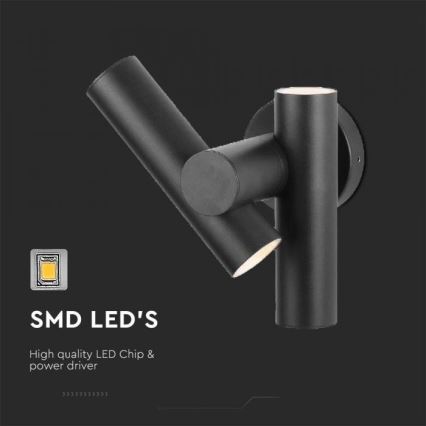 LED Utomhus wall flexible spotlight 2xLED/3W/230V 3000K IP44 svart
