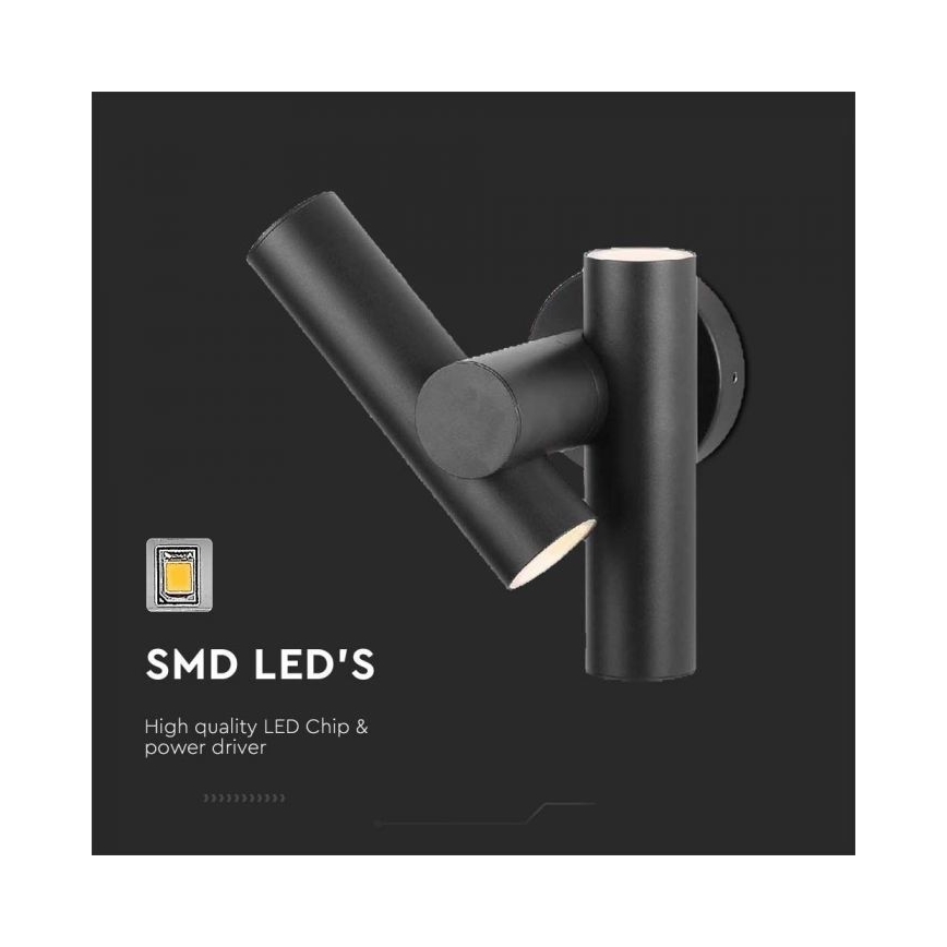 LED Utomhus wall flexible spotlight 2xLED/3W/230V 3000K IP44 svart