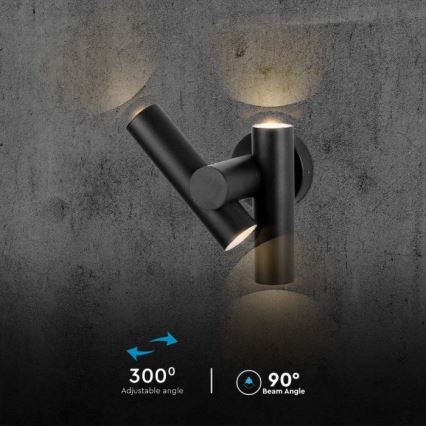 LED Utomhus wall flexible spotlight 2xLED/3W/230V 3000K IP44 svart