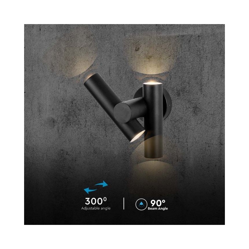 LED Utomhus wall flexible spotlight 2xLED/3W/230V 3000K IP44 svart