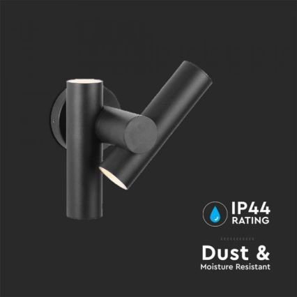 LED Utomhus wall flexible spotlight 2xLED/3W/230V 3000K IP44 svart