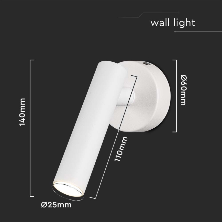 LED väggspotlight LED/2W/230V 3000K vit