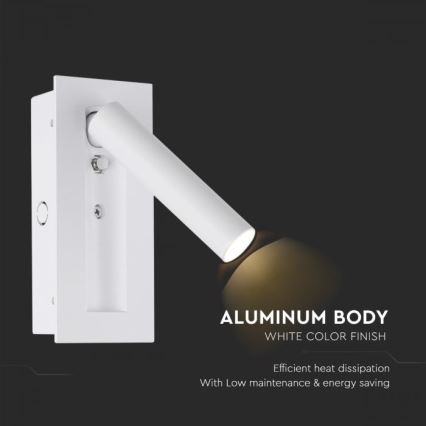 LED väggspotlight LED/2W/230V 3000K vit