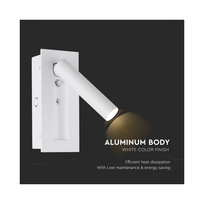 LED väggspotlight LED/2W/230V 3000K vit