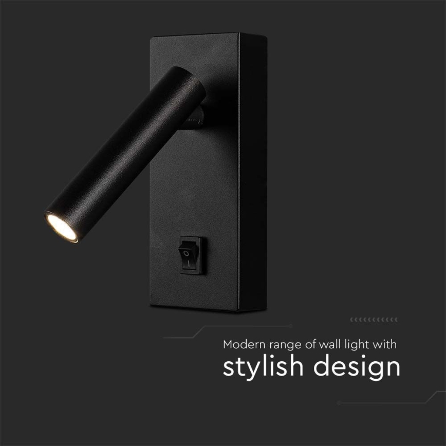 LED väggspotlight LED/2W/230V 4000K svart