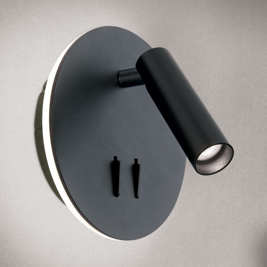 LED väggspotlight LENNY LED/6W/230V + LED/3W svart