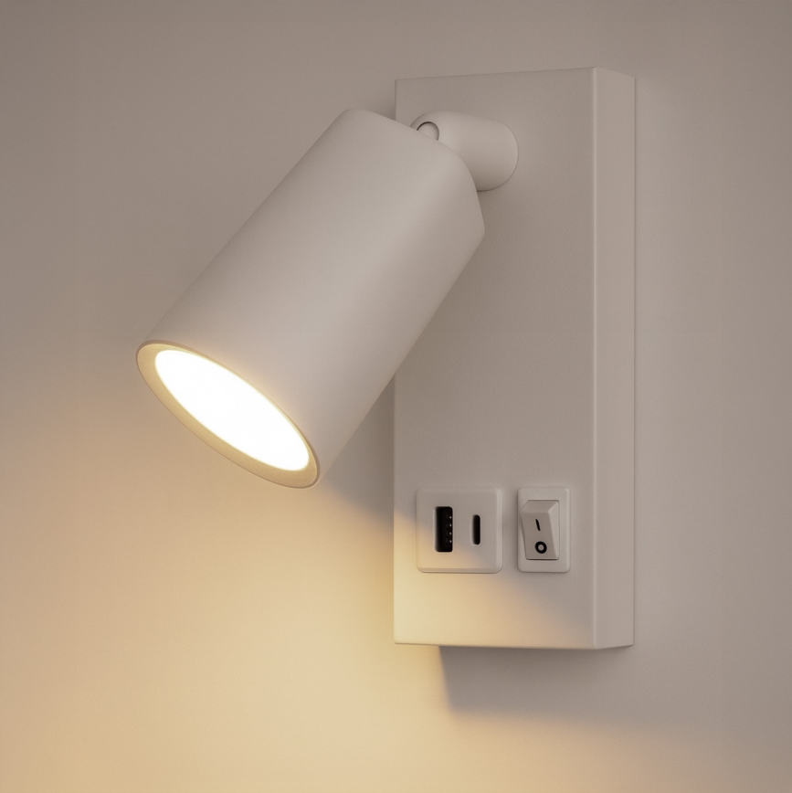 LED väggspotlight med USB CHARGE LED/5W/230V svart